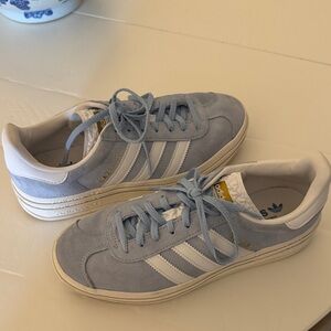 Adidas Light Blue and White Gazelle Sneakers